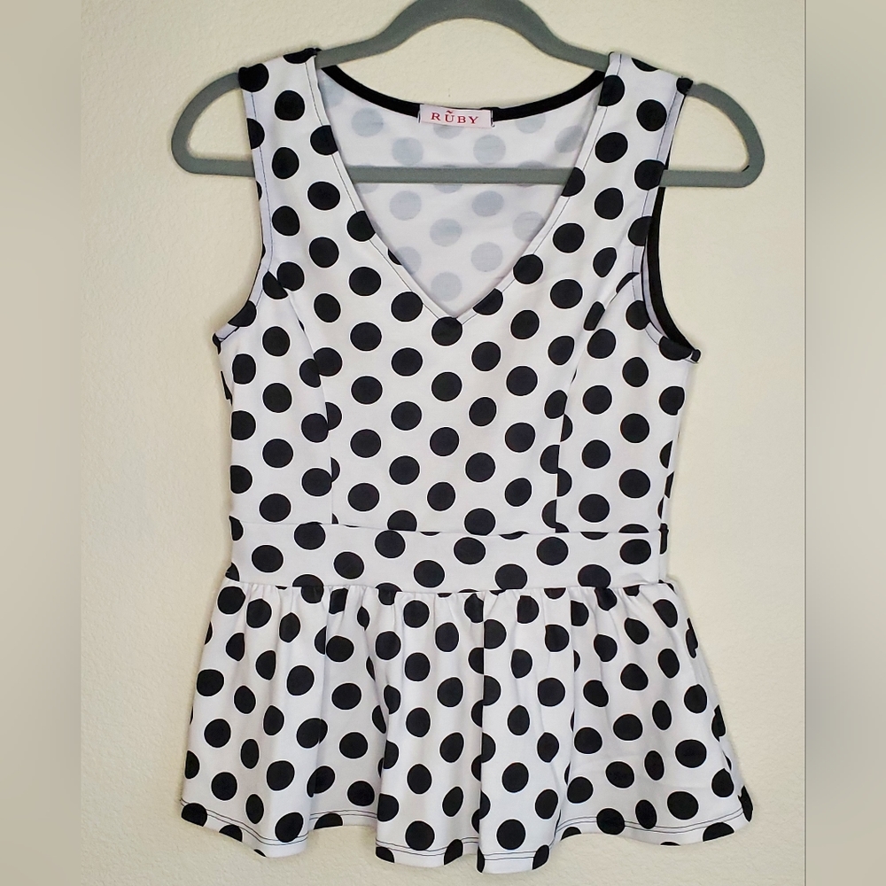 Ruby Polka Dot Peplum
